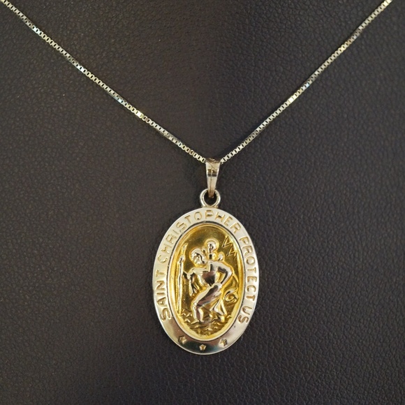 14KY Gold Saint Christopher Medal W/18" Box Chain